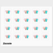 Romantisch geraamte stel dat zoent in roze hart vierkante sticker (Vel)