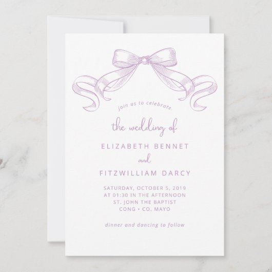 Romantisch geschetste boog | Lila bruiloft van Kaart (Voorkant)