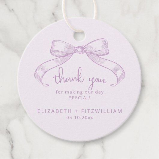 Romantisch geschetste boog | Lila dank u Bedankjes Labels (Voorkant)