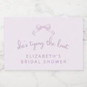 Romantisch geschetste boog | Lila dat ze de knoop  Sparkling Wijnetiket (Enkel label)