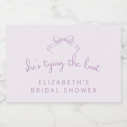 Romantisch geschetste boog | Lila dat ze de knoop  Sparkling Wijnetiket (Enkel label)