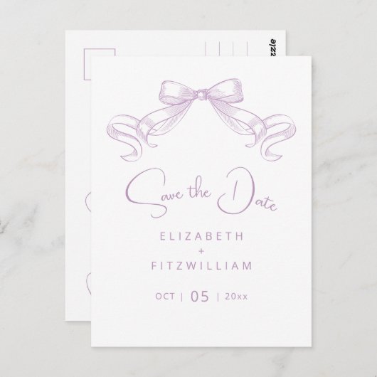 Romantisch geschetste boog | Lila De datum opslaan Briefkaart (Voorkant / Achterkant)