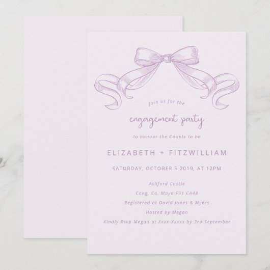 Romantisch geschetste boog | Lila engagementsparti Kaart (Voorkant / Achterkant)