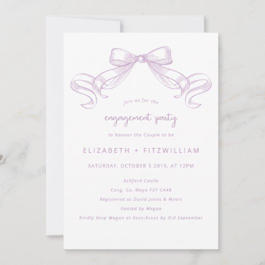 Romantisch geschetste boog | Lila engagementsparti Kaart (Voorkant)