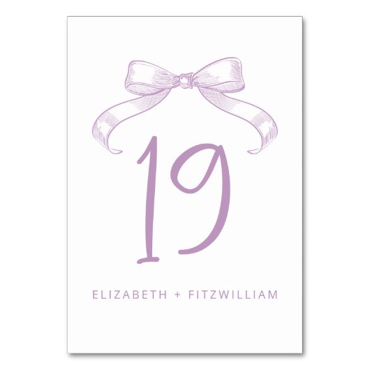 Romantisch geschetste boog | Lila Kaart voor tabel (Achterkant)