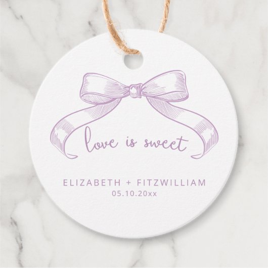 Romantisch geschetste boog | Lila liefde is zoet Bedankjes Labels (Voorkant)