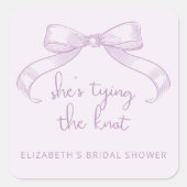 Romantisch geschetste boog Lila Ze bindt de knoop Vierkante Sticker (Voorkant)