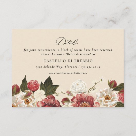 Romantisch geschilderd Floral Cream bruiloft Informatiekaartje (Voorkant)