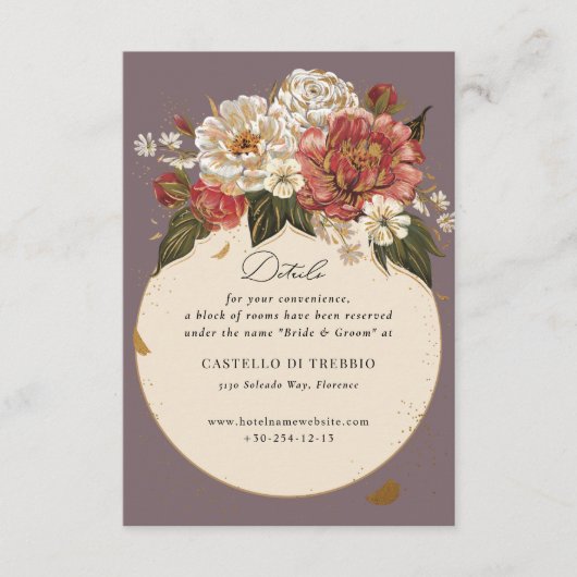 Romantisch geschilderd Floral Faux Gold Informatiekaartje (Voorkant)