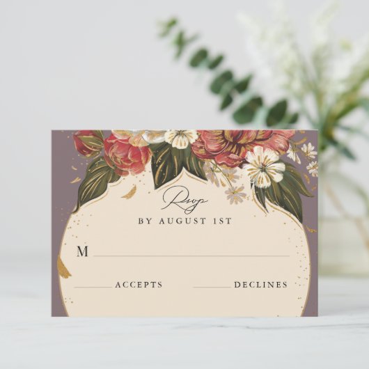 Romantisch geschilderd Floral RSVP Kaartje (Staand voorkant)