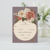 Romantisch geschilderd Floral Wedding Faux Gold RSVP Kaartje (Staand voorkant)