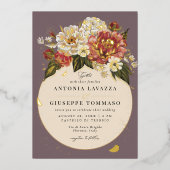 Romantisch geschilderd Floral Wedding Gold Folie Uitnodiging (Voorkant)