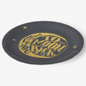 Romantisch Gezegde met maan | Gold Black achtergro Papieren Bordje (Gekanteld)