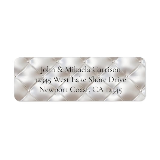 Romantisch Glam White Faux Leather Etiket (Voorkant)