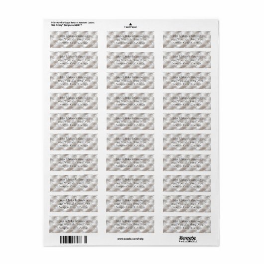 Romantisch Glam White Faux Leather Etiket (Full Sheet)