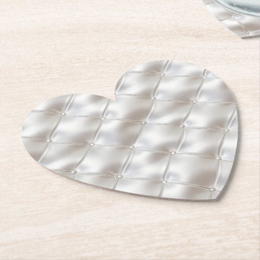 Romantisch Glam White Faux Leather Kartonnen Onderzetters (Gekanteld)