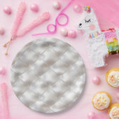 Romantisch Glam White Faux Leather Papieren Bordje (Feest)