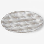 Romantisch Glam White Faux Leather Papieren Bordje (Gekanteld)