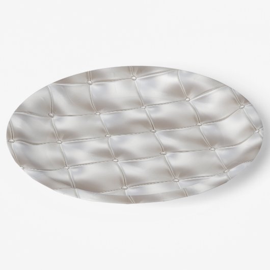 Romantisch Glam White Faux Leather Papieren Bordje (Gekanteld)