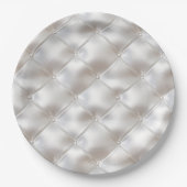 Romantisch Glam White Faux Leather Papieren Bordje (Voorkant)