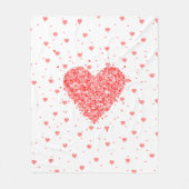 Romantisch glitter rood hart op rood hartenpatroon fleece deken (Voorkant)