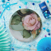 Romantisch Gold Blush Pink Rose Bloemen Vrijgezell Papieren Bordje (Feest)