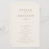 Romantisch Gold- en Ivory Wedding-programma (Voorkant / Achterkant)