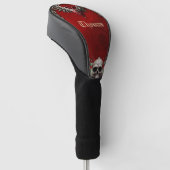 Romantisch gotisch icoon: hart, roos, schedel. golfheadcover (Schuin)