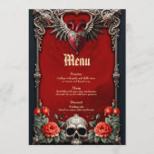 Romantisch gotisch icoon: hart, roos, schedel. menu (Voorkant)