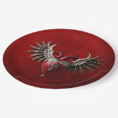 Romantisch gotisch icoon: hart, roos, schedel. papieren bordje (Gekanteld)