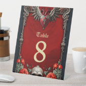 Romantisch gotisch icoon: hart, roos, schedel. reclamebord met voetstuk (Insitu)