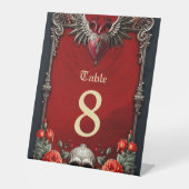 Romantisch gotisch icoon: hart, roos, schedel. reclamebord met voetstuk (Voorkant)