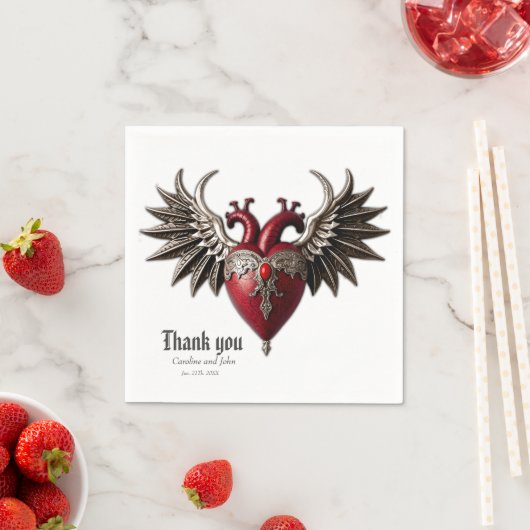 Romantisch gotisch icoon: hart, roos, schedel. servet (Insitu)