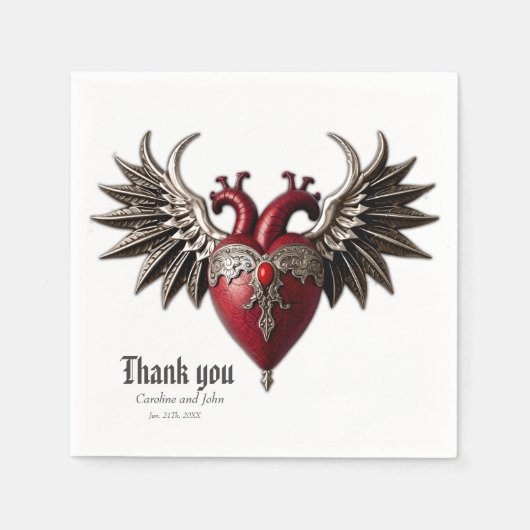 Romantisch gotisch icoon: hart, roos, schedel. servet (Voorkant)