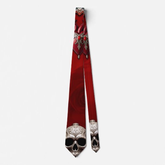 Romantisch gotisch icoon: hart, roos, schedel. stropdas (Voorkant)