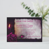 Romantisch Gotisch Roos & kaars Save The Date (Staand voorkant)