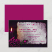 Romantisch Gotisch Roos & kaars Save The Date (Voorkant / Achterkant)