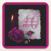 Romantisch Gotisch Roos & Kaarsverjaardag Kartonnen Onderzetters (Voorkant)