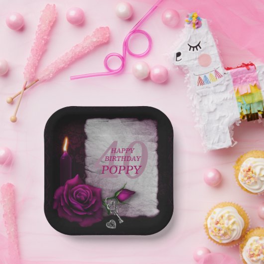 Romantisch Gotisch Roos & Kaarsverjaardag Papieren Bordje (Feest)