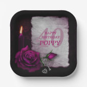 Romantisch Gotisch Roos & Kaarsverjaardag Papieren Bordje (Voorkant)