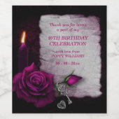 Romantisch Gotisch Roos & Kaarsverjaardag Wijn Etiket (Enkel label)