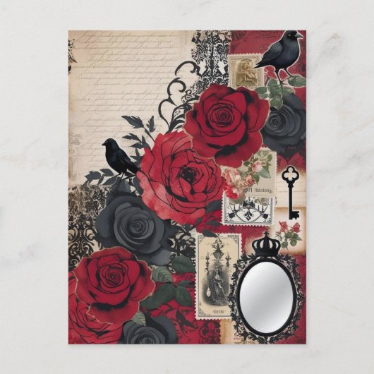 Romantisch Gotisch Vintage Elegant Briefkaart (Voorkant)