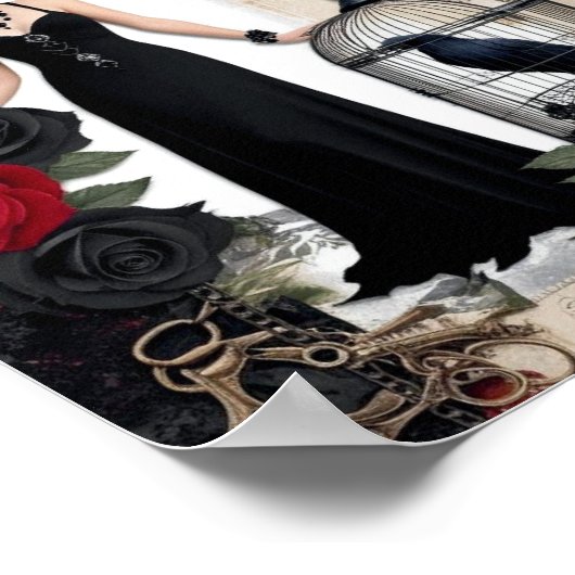 Romantisch Gotisch Vintage Elegant Poster (Hoek)