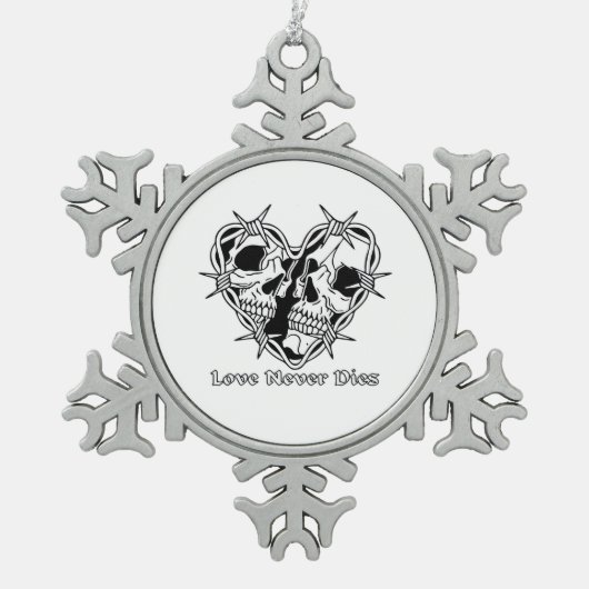 Romantisch gotisch voor koppels tin sneeuwvlok ornament (Voorkant)