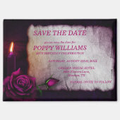 Romantisch gotische roos & kaars save the date magneet (Voorkant)