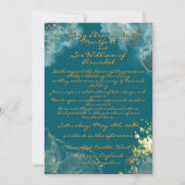 Romantisch Goud Blauwgroen Marmeren Fantasy Weddin Kaart (Voorkant)
