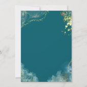Romantisch Goud Blauwgroen Marmeren Fantasy Weddin Kaart (Achterkant)