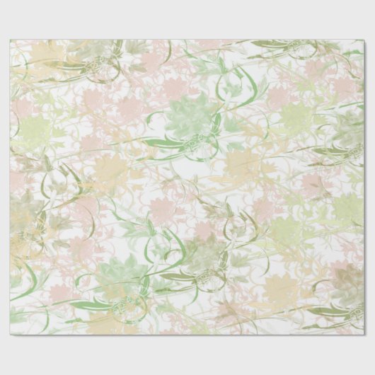 Romantisch, goud, Blauwgroen, Waterverf, Chic, Flo Cadeaupapier (Vlak)