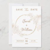 Romantisch Goud Bloemen Roos Elegant Save The Date Kaart (Voorkant)