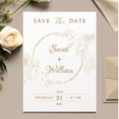 Romantisch Goud Bloemen Roos Elegant Save The Date Kaart